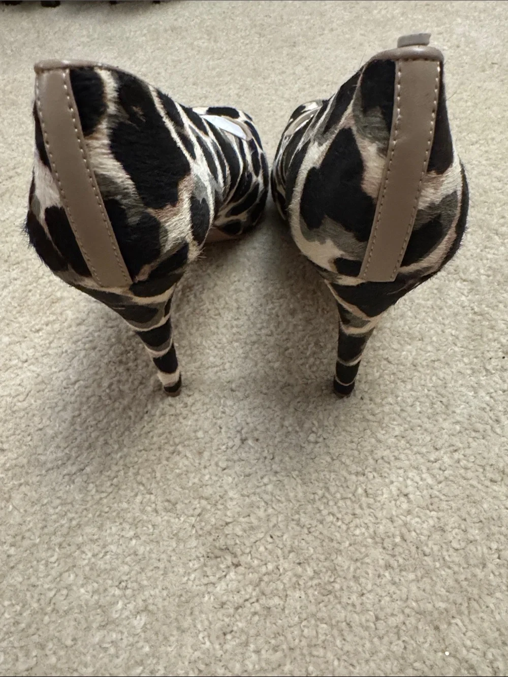 Nine West Leopard Peep-Toe Pumps - Black & Cream